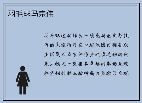 羽毛球马宗伟